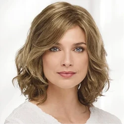 HAIRJOY ​​Fantastische halflange pruik met golvende pony Synthetisch haar Golvende pruiken voor feestjes