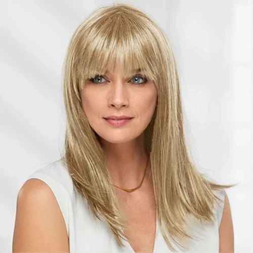 HAIRJOY ​​ʻO ka lauoho lauoho lauoho maʻemaʻe pololei lōʻihi wig me ka blunt bangs party wig no nā wahine.