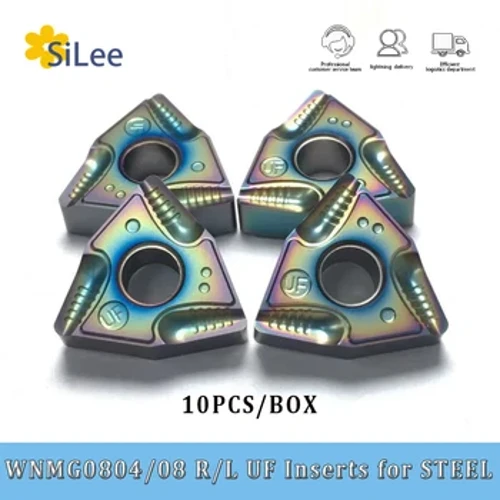 10pcs WNMG080404 UF WNMG080408 External Turning Insert WNMG High Hard Alloy Tool for Steel CNC Carbide Turning Tools Lathe Metal