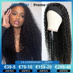 Perruque brésilienne 100% naturelle, cheveux longs bouclés, crépus et bouclés, sans colle, entièrement fabriquée à la Machine, densité 180%, pour femmes