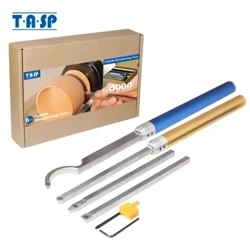 TASP Woodturning 도구 세트 초경 인서트 커터 6 in 1 목재 선반 도구 목공 선반 용 백조 목 알루미늄 핸들