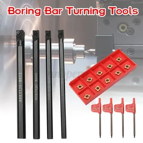 6/7/8/10 Mm SCLCR06 Alat Bubut Boring Bar dengan 10 Pcs CCMT060204-HM Sisipan untuk Mesin Baja Alat Aksesoris