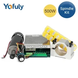 I-Yofuly 500W Air Cooled Spindle CNC Spindle Kit 500W Spindle + Motor Power Supply + 52mm Clamp for CNC Engraving Malling Machine