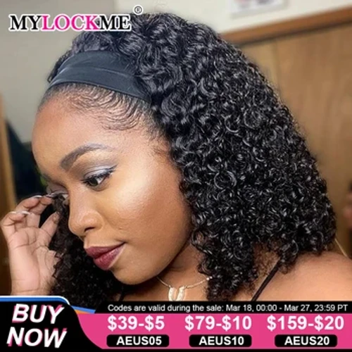 Parrucca per capelli Capelli umani Ricci crespi MYLOCKME Glueless Parrucche piene di capelli umani brasiliani Remy fatti a macchina per le donne Densità 180%
