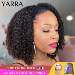 Qora ayollar uchun afro jingalak jingalak sochli bosh bandaji pariklari 180% zichlikdagi yelimsiz braziliyalik remy to'liq mashinada yasalgan sochlar YARRA