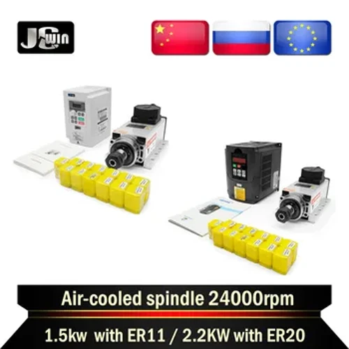 CNC Machine Tool Spindle 24000RPM 1500w 1.5kw ER11 /2200W 2.2KW ER20 Quadratluftkühlmotor & HY VFD fir CNC Milling Machine