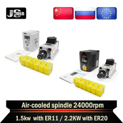 Husillo de máquina herramienta CNC 24000RPM 1500w 1.5kw ER11 /2200W 2.2KW ER20 motor de refrigeración de aire cuadrado y HY VFD para fresadora CNC