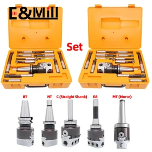 Satu set MT2 MT3 MT4 C20 C25 BT30 BT40 NT30 NT40 R8 M10 M12 M16 + F1 2 inch 50 Boring head 12mm Boring Bar untuk Alat Mesin Penggilingan