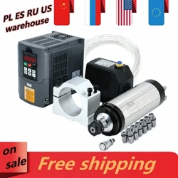 CNC szerszámgép orsó 1500w 1.5kw 2200w 2.2kw vízhűtő orsó és VFD & 80w vízszivattyú és 80mm-es konzol és ER11 ER20 befogópatron