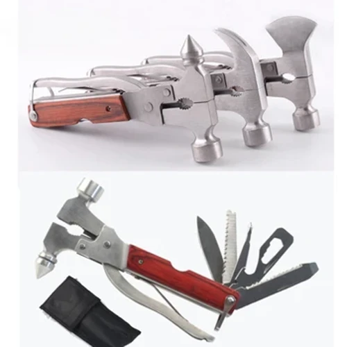 Marteau de sécurité Portable, hache d'extérieur, Camping, pince à hache multifonctionnelle, clé de scie, tire-bouchon, outils combinés