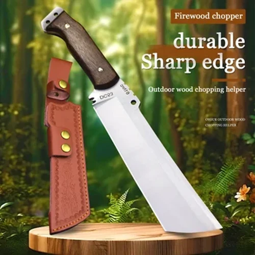 Scian cócaire Tang iomlán tiubhaithe cruach DE53 amuigh faoin aer, marú scian slicer éisc Scian campála Jungle, scian chopping rian hiking