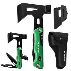 “FLISSA 14” 1 Multitool kemping lybasy, “LED” kempingli agaçdan ýasalan daşdan halas ediş guraly bilen köpugurly palta bilen