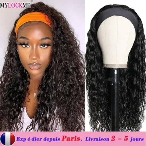 Mylockme Water Wave Pannband Peruk Människohår Peruker Non Spets För Svarta Kvinnor Brazilian Glueless Remy Billig Fri Frakt Från Paris