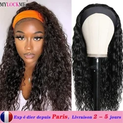 Mylockme Water Wave Pandebånd paryk Menneskehår Parykker Non Lace Til Sorte Kvinder Brasiliansk Glueless Remy Billig Gratis Fragt Fra Paris