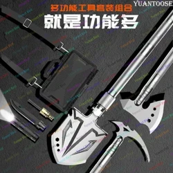 Panlabas na Multifunctional Military Shovel Suit Folding Table para sa Car Camping Tools Flashlight Axe Shovel Suit