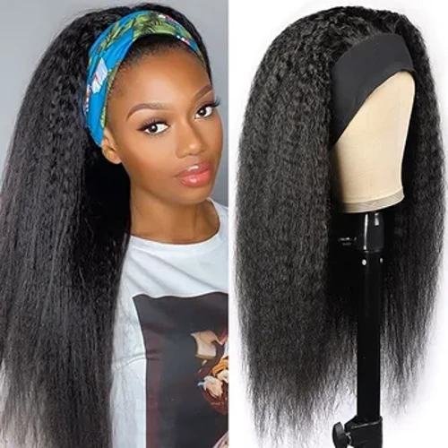 Wig band pen syth Kinky Wig Gwallt Dynol Heb Glue Yn Barod i'w Gwisgo Dim Las Blaen Band Pen Brasil Wig Gwallt Dynol i Ferched