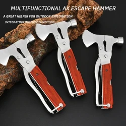 Gemoolt Holz Grëff Outdoor Multi-Funktioun Axt Flucht Hammer Auto Sécherheet Hammer Auto Rettungshammer Noutfall Kit speziell