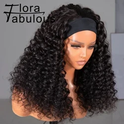 Wigiau band pen Kinky Curly 180% Dwysedd Gwisgo i Fynd Dwr Band Pen Ton Wig 20 Modfedd Gwallt Dynol Brasil Wig Gludiog i Ferched