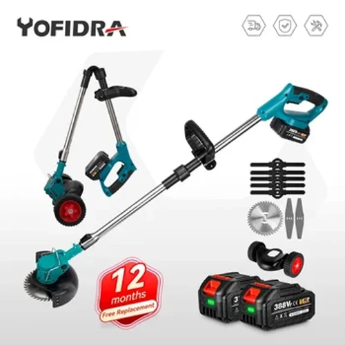 Yofidra Điện Máy Cắt Cỏ Cầm Tay Cho Makita 18V Không Dây Sân Vườn Cỏ Tông Đơ Cắt Chiều Dài Có Thể Điều Chỉnh Với 2 Pin
