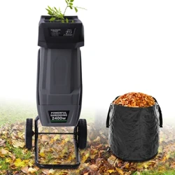 Legna elettrica, Trituratore a rulli da 2400 W, Lama da taglio a doppio taglio, Sacco di raccolta da 50 litri, Trinciafoglie per prato/giardino