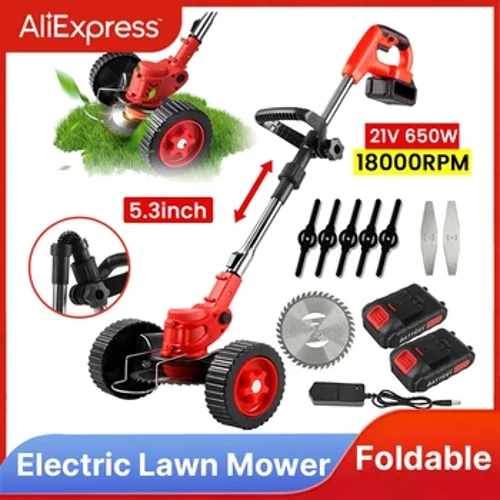 21V sladdlös grästrimmer 18000RPM Elektrisk gräsklippare Weed Justerbar hopfällbar trädgård för Makita med 2 batterier
