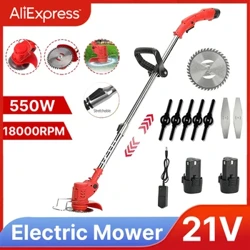 Trimmer féar leictreach 6inch le lomaire faiche ceallraí Li-ian mower cutter cumhachtach weeder 18000rpm Meaisín gearrtha gan sreang gan sreang uirlis ghairdín