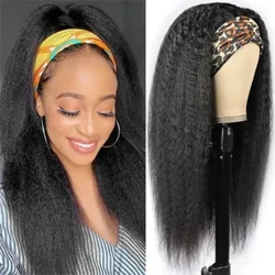 Kinky Straight Headband Wig Rambut Manungsa Glueless Full Machine Digawe Brasil Rambut Wig Rambut Manungsa Kanggo Wanita Ireng Gampang Digunakake 180%