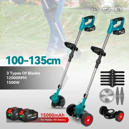 Elektrisk gressklipper håndholdt for Makita 18V batteri Trådløs hagegresstrimmer Lengde Justerbar med 2 batterier