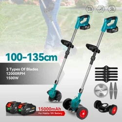 Láimhseáil lomaire faiche leictreach do makita 18V gairdín ceallraí gan sreang Féar féar Fad trimmer inchoigeartaithe le 2 cheallra