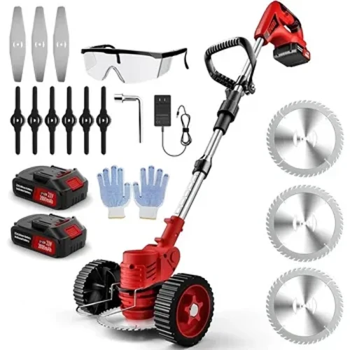 Dragro Điện Không Dây Máy Cắt Cỏ 3in1 Bánh Xe Cắt Nhẹ Đẩy Cỏ Cỏ Dại Tông Đơ Cắt Chạy Bằng Pin Dụng Cụ Làm Vườn