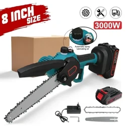 Mini 3000W Tỉa Cưa Điện 8 Inch Máy Cưa Xích Với Một 24V Oiler Pin Lithium Gỗ Cắt Tỉa Vườn Công Cụ Điện 2023