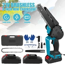 8Inch 2000W Điện Không Chổi Than Máy Cưa Xích Mini 21V Tỉa Cưa Gỗ Vườn Cắt Tỉa Cưa Dụng Cụ Điện 21V Makita Pin