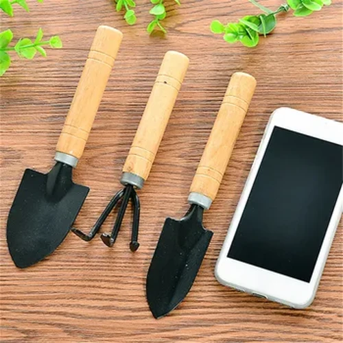 3 Stéck Set Mini Gardening Potting Tools Holz Handle Schaufel Rake Schaufel Multifunktionell Haushaltsplanz Bonsai