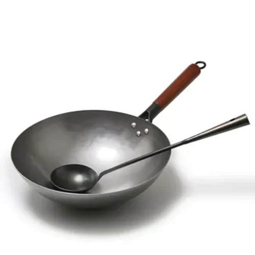 2023 New Chinese Traditional Iron Wok Handmade Large Wok&Wooden Handle Non-stick Wok Gas Cooker Pan Kitchen Cookware Iron Pot