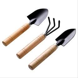 3pcs Mini Garden Shovel Rake Spade Bonsai Tools Set Wooden Handle para sa mga Bulaklak na Potted Plant Mga Tool sa Hardin Mga Tool sa Weeding