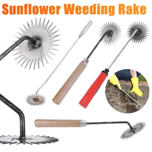 Bunga Matahari Weeding Rake Gagang Panjang Weed Remover Tanpa Bend Root Weed Digger Alat Tangan Weeding Removal Multifungsi Alat Berkebun
