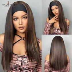 EASIHAIR Brown Measctha Ceannbhanda Órga Uigí Sintéiseacha Uigí Gruaige Ceannbhanda Fada Dhíreach do Mhná Dubha Cosplay Laethúil Frithsheasmhach in Teas