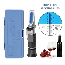 Cầm Tay Rượu Đường Khúc Xạ Máy Đo Nồng Độ Rượu Đo Mật Độ 0-25% Rượu Bia 0-40% Brix Nho