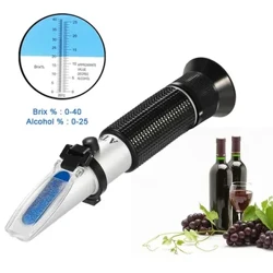 Handheld Alkohol Gula Refractometer Tester Anggur Konsentrasi Meter Densitometer Alat 0-25% Alkohol Bir 0-40% Brix Anggur