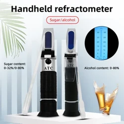 Cầm Tay Rượu Khúc Xạ Đường Rượu Máy Đo Nồng Độ Mật Độ 0-30% Rượu Bia 0-80% Brix Nho Đo Mật Độ