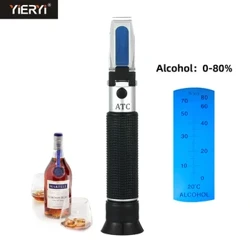 I-Refractometer Yotshwala Ephathwayo 0-80% I-Alcohol Beer Wine Concentration Spirits I-Densitometer Tester Tester Ithuluzi Ngebhokisi