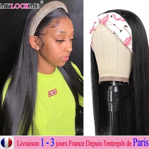 Parrucca brasiliana liscia per capelli Parrucche non in pizzo per capelli umani Parrucca per sciarpa Remy a densità 180% Parrucca Glueless per capelli umani più economica Colore naturale