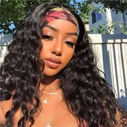 Water Wave Headband Περούκα Ανθρώπινων Μαλλιών Βραζιλίας Μαλλιά 180% Πυκνότητα χωρίς κόλλα 10-30 ίντσες Water Wave Headband Περούκες Remy Hair