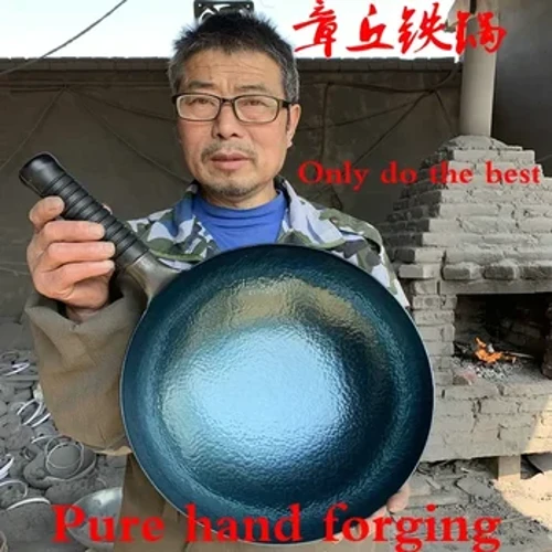Højkvalitets håndlavet jernpande uden belægning Health Wok Non-stick pande Gaskomfur Induktionskomfur Generelt Zhangqiu Iron Wok 36CM
