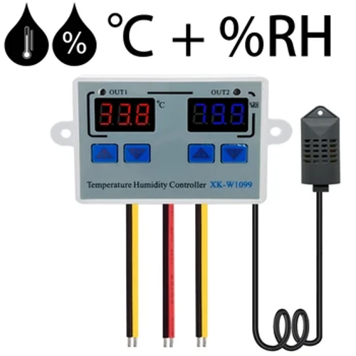 W1099 Pālua Hōʻikeʻike Digital Temperature Humidity Controller DC 12V 24V AC 110-220V Thermostat Humidistat Regulator Incubator