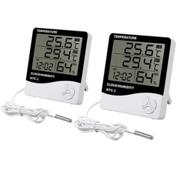LCD Fa'aeletonika Fa'atekonolosi Fa'atekonolosi Meter Susū Meter Thermometer Hygrometer Indoor Outdoor Weather Station Clock HTC-1 HTC-2