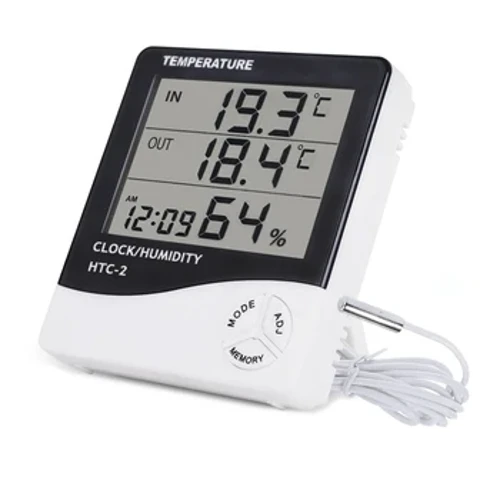 Mesurydd Lleithder Tymheredd Digidol LCD Cartref Dan Do Awyr Agored Thermomedr hygrometer Gorsaf Dywydd gyda Cloc Ystafell wydr Anifeiliaid Anwes