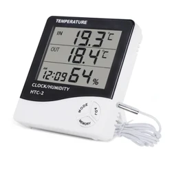 LCD Digital Temperature Humidity Meter Home Indoor Outdoor hygrometer thermometer Weather Station with Clock Pet Conservatory