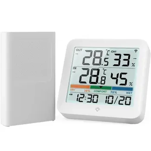 Stazione meteorologica Misuratore di umidità della temperatura Termometro digitale LCD Igrometro Temperatura e umidità esterne con sensore domestico