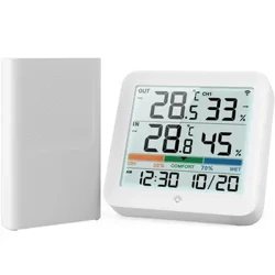 Stazione meteorologica Misuratore di umidità della temperatura Termometro digitale LCD Igrometro Temperatura e umidità esterne con sensore domestico